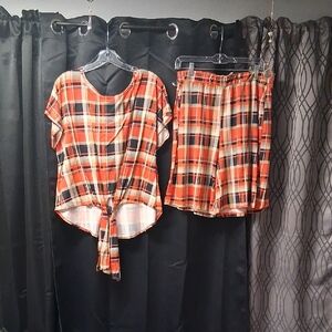 Plaid Women's Shorts Set
